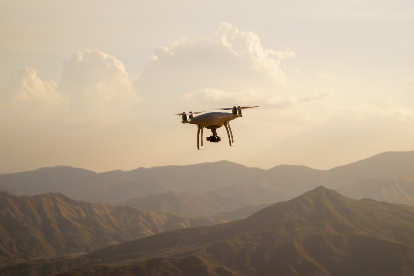 Fixed-wing unmanned aerial vehicle in flight